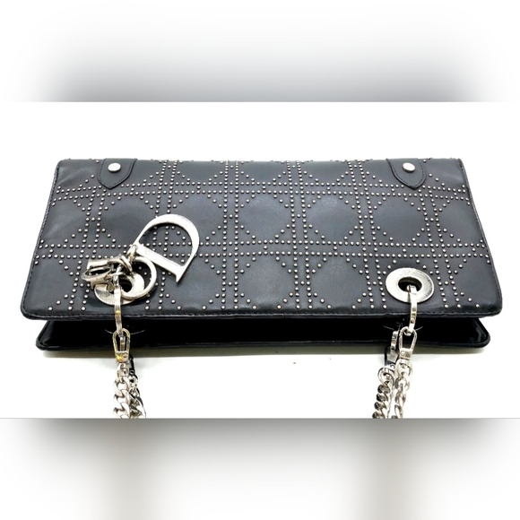 Sold Lady Dior By Christian Dior Black Studded Women's Bag Ex Condition - Picture 5 of 13
